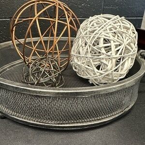 Decorative Metal Tray with Spheres